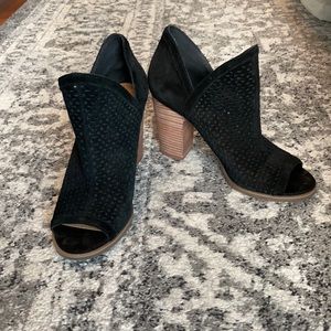 Black Peep-toe Suede Booties